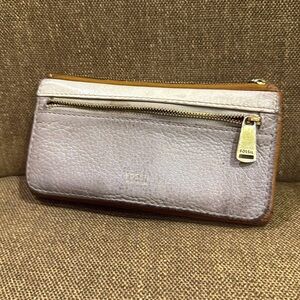 Fossil Brown Leather Travel Wallet Organizer Zip As Is